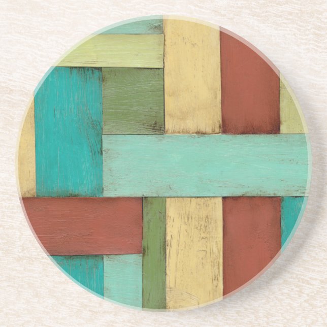 Contempoary Coastal Multicolored Painting Coaster (Front)