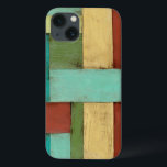 Contempoary Coastal Multicolored Painting iPhone 13 Case<br><div class="desc">Aqua,  green,  red and yellow meet in an explosion of color reminiscent of a pattern on a beach deck. Hanging this contemporary coastal painting on your wall may entice you to take that vacation you've been putting off! Makes a great gift for anyone in need of a beach getaway.</div>
