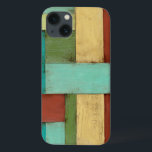 Contempoary Coastal Multicolored Painting iPhone 13 Case<br><div class="desc">Aqua,  green,  red and yellow meet in an explosion of color reminiscent of a pattern on a beach deck. Hanging this contemporary coastal painting on your wall may entice you to take that vacation you've been putting off! Makes a great gift for anyone in need of a beach getaway.</div>
