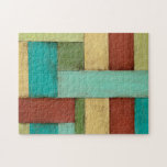 Contempoary Coastal Multicolored Painting Jigsaw Puzzle<br><div class="desc">Aqua,  green,  red and yellow meet in an explosion of color reminiscent of a pattern on a beach deck. Hanging this contemporary coastal painting on your wall may entice you to take that vacation you've been putting off! Makes a great gift for anyone in need of a beach getaway.</div>