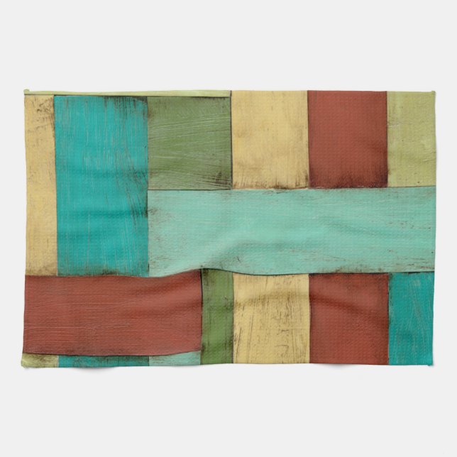 Contempoary Coastal Multicolored Painting Kitchen Towel (Horizontal)