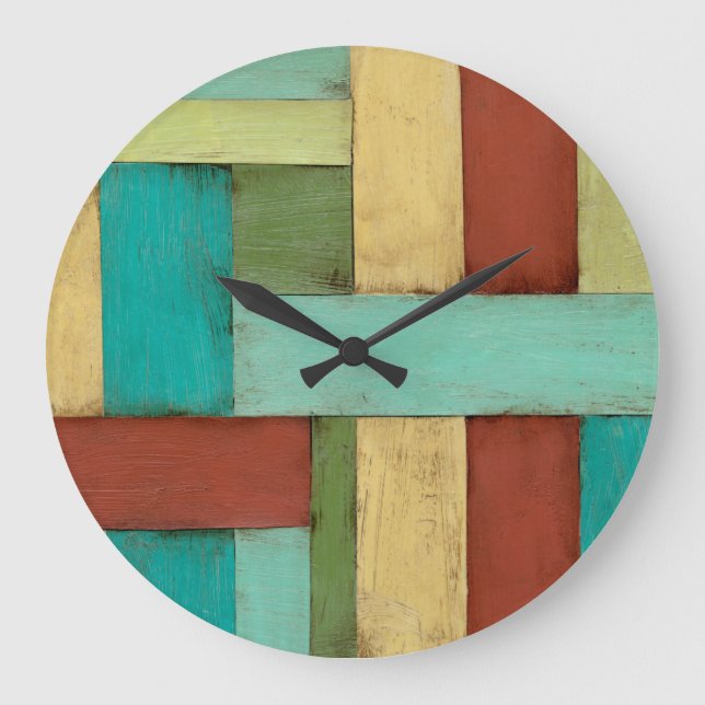 Contempoary Coastal Multicolored Painting Large Clock (Front)