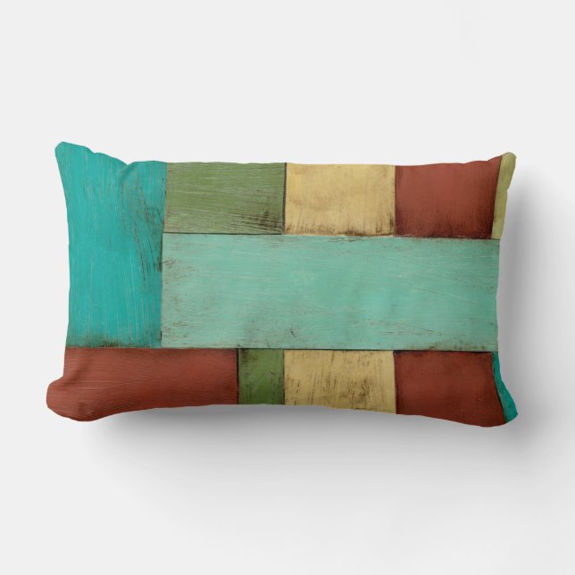 Contempoary Coastal Multicolored Painting Lumbar Pillow (Front)