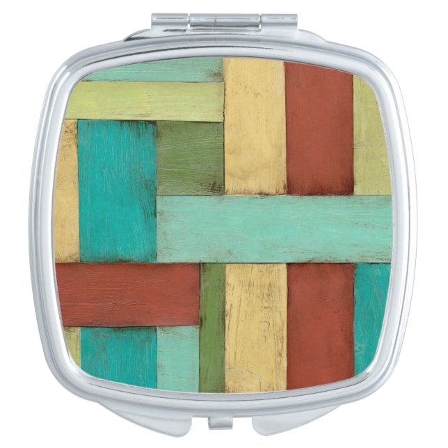 Contempoary Coastal Multicolored Painting Makeup Mirror (Front)