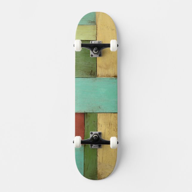 Contempoary Coastal Multicolored Painting Skateboard Deck (Front)