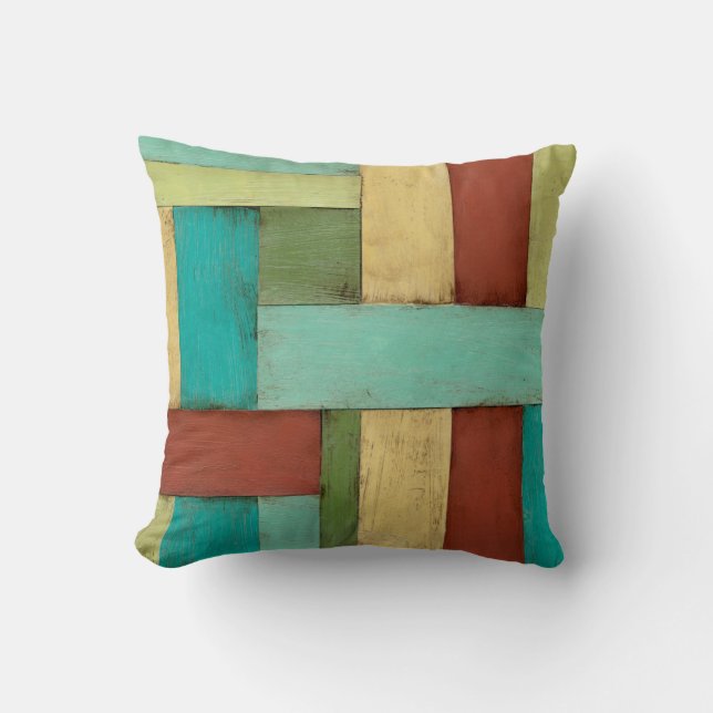 Contempoary Coastal Multicolored Painting Throw Pillow (Front)