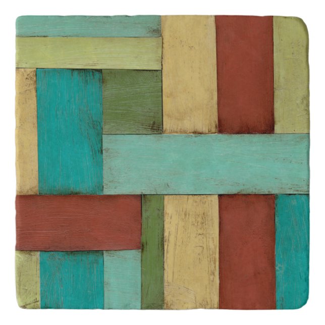 Contempoary Coastal Multicolored Painting Trivet (Front)