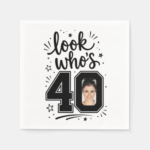 Contemporary 40th Birthday Party Photo Frame Napkins