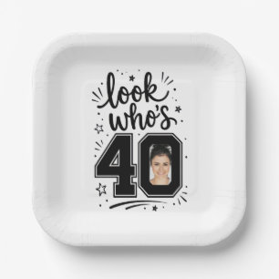 Contemporary 40th Birthday Party Photo Frame Paper Plates