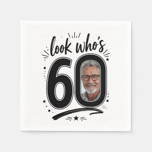 Contemporary 60th Birthday Party Photo Frame Napkins
