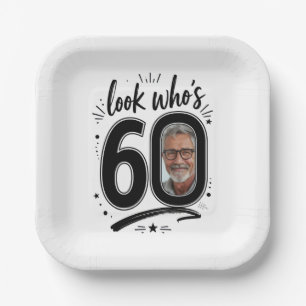 Contemporary 60th Birthday Party Photo Frame Paper Plates