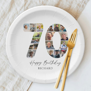 Contemporary 70th Birthday Photo Plates