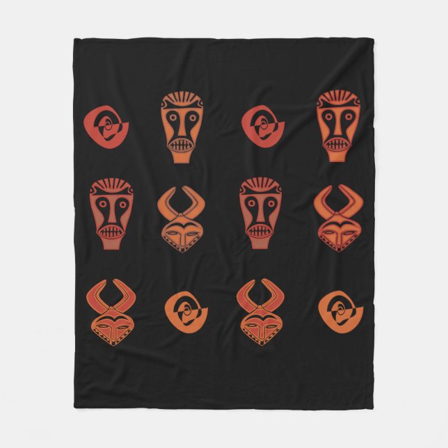 Contemporary Abstract African tribal face art Fleece Blanket (Front)