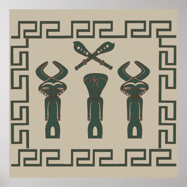 Contemporary Abstract African Tribal face art Poster (Front)