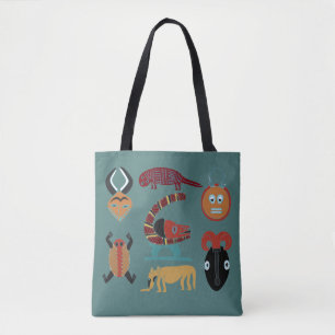 Contemporary Abstract African tribal face art Tote Bag
