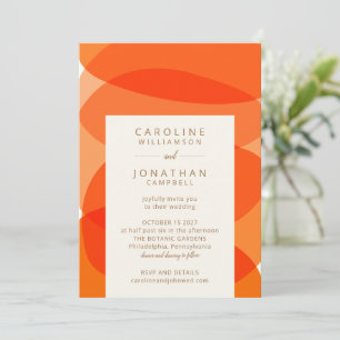 Contemporary Abstract Art Chic Orange Wedding Invitation