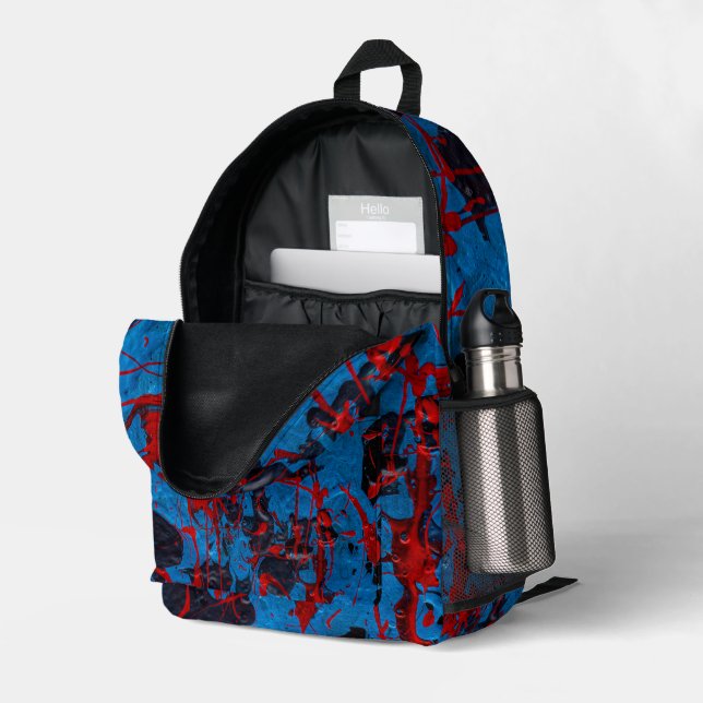 Contemporary Abstract Art : Electric Printed Backpack (Back Corner Right (Open))