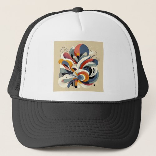 Contemporary Abstract Art Geometric Shapes and B Trucker Hat