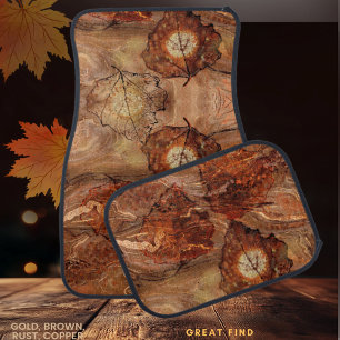 Contemporary Abstract Art Terracotta Rustic Brown Car Floor Mat