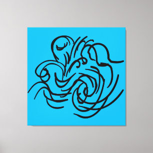 Contemporary Abstract Black Line Art Canvas Print