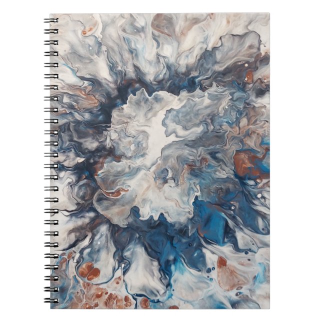 Contemporary Abstract Blue Bronze Gray Cream Notebook (Front)