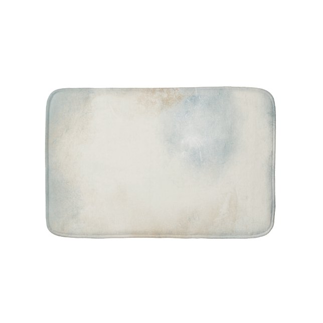 Contemporary Abstract Blue Cream Gold Art Bathroom Mat (Front)