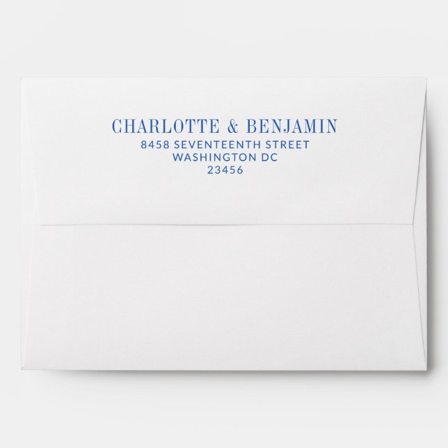 Contemporary Abstract Blue Paint Swirl Wedding  Envelope (Back (Top Flap))