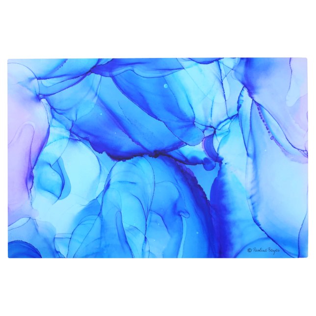 Contemporary Abstract Blue Purple Fantasy Style Metal Print (Front)