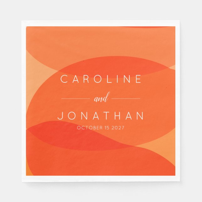 Contemporary Abstract Chic Orange Custom Wedding Napkins (Front)