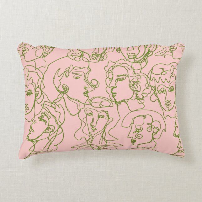 Contemporary abstract female faces. Minimalistic e Accent Pillow (Front)