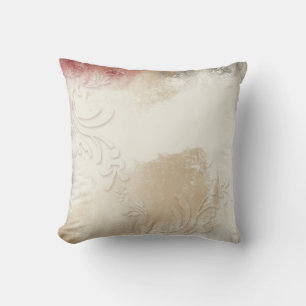Contemporary Abstract Gold, Red and Gray Swirl Throw Pillow