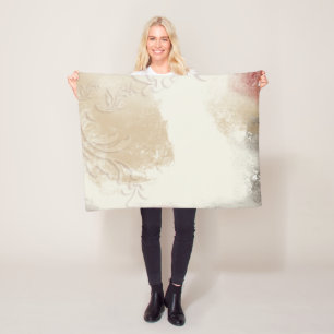 Contemporary Abstract Gold Red Gray Art Fleece Blanket