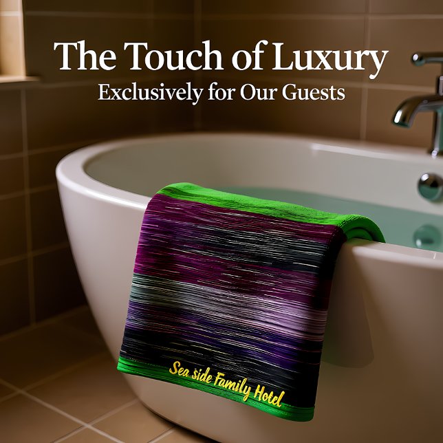 Contemporary abstract in green purple gray bath towel set (Creator Uploaded)