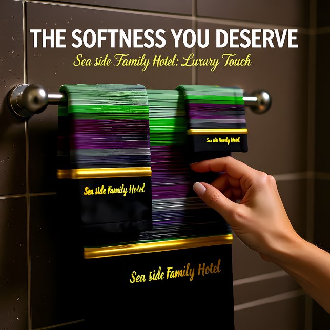 Contemporary abstract in green purple gray bath towel set (Creator Uploaded)