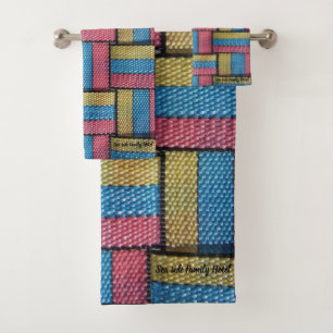 Contemporary abstract in multi color wicker weave1 bath towel set