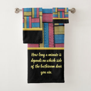 Contemporary abstract in multi color wicker weave bath towel set