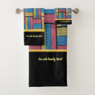 Contemporary abstract in multi color wicker weave bath towel set