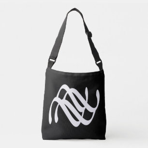 Contemporary Abstract Line Art Black And White Crossbody Bag