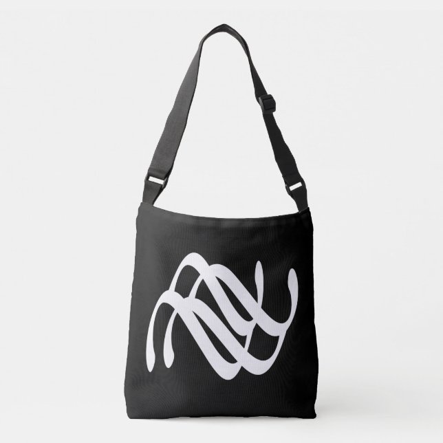 Contemporary Abstract Line Art Black And White Crossbody Bag (Front)