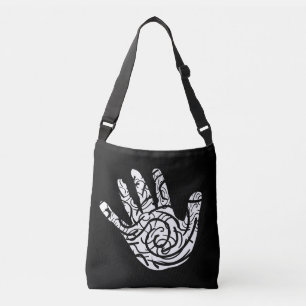 Contemporary Abstract Line Art Black And White Crossbody Bag