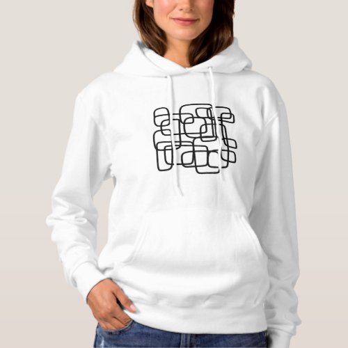 Contemporary Abstract Line Art Black And White  Hoodie