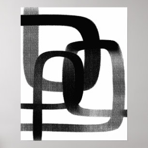 Contemporary Abstract Line Art Black And White  Poster