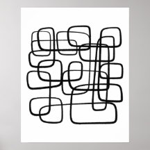 Contemporary Abstract Line Art Black And White 