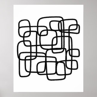 Contemporary Abstract Line Art Black And White Poster