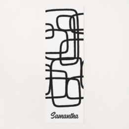 Contemporary Abstract Line Art Black And White  Yoga Mat