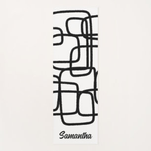 Contemporary Abstract Line Art Black And White  Yoga Mat