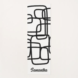 Contemporary Abstract Line Art Black And White  Yoga Mat