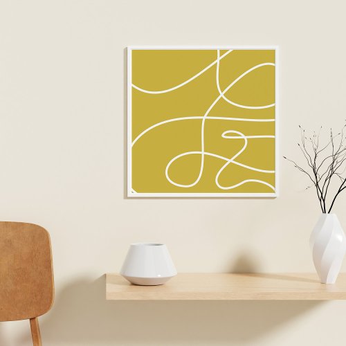 Contemporary Abstract Line Art Boho Mustard Yellow Poster