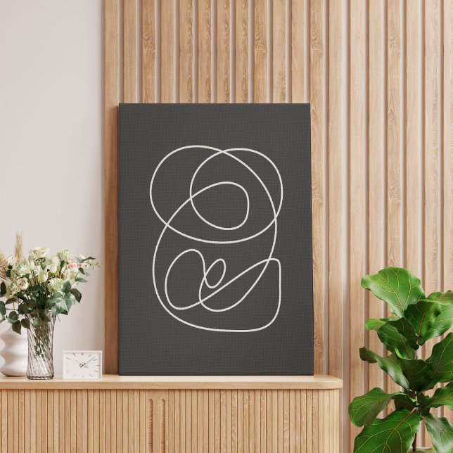 Contemporary Abstract Line Art Chic Black White Canvas Print (Creator Uploaded)