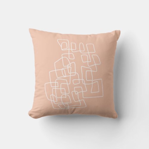 Contemporary Abstract Line Art in Pastel Peach Throw Pillow